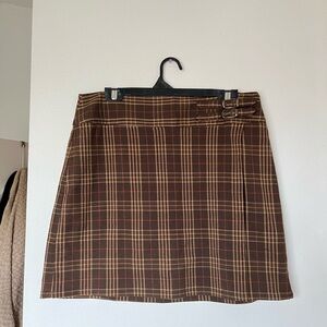 St. John's Bay Brown Plaid Mini Skirt